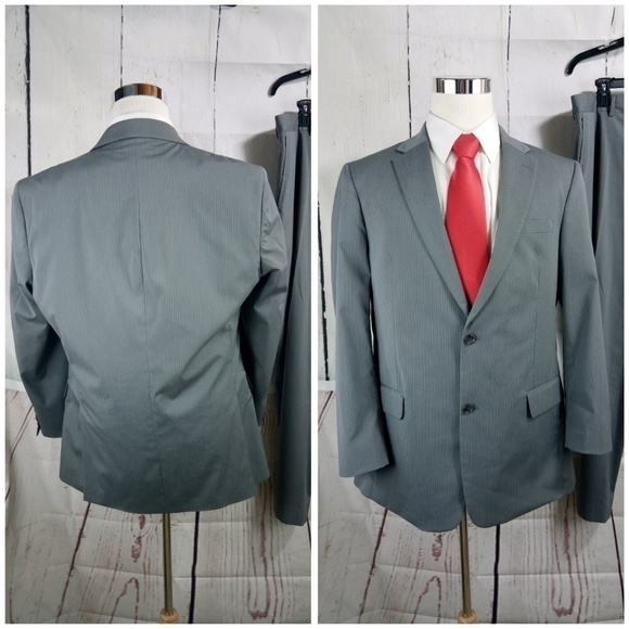Jones New York 44L 2 Button Gray Striped 2pc Suit - Picture 5 of 8